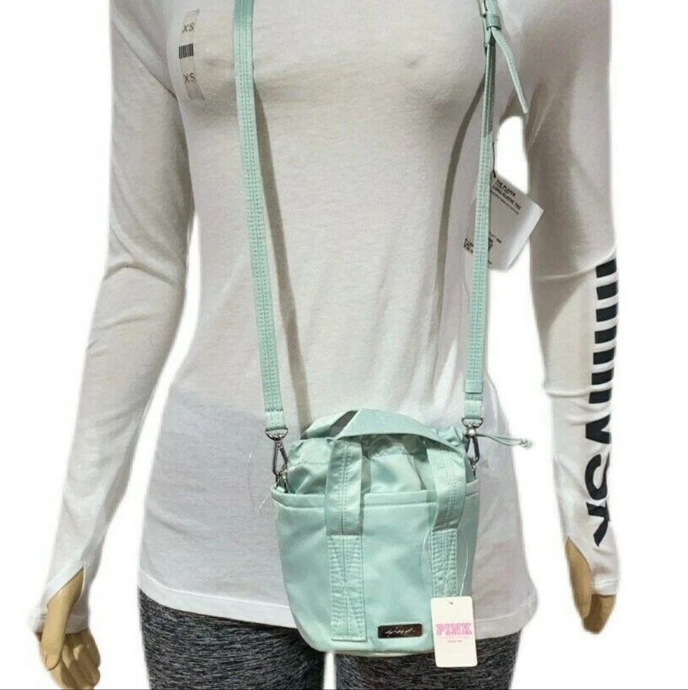 PINK Victoria's Secret Light Green/Teal Crossbody Mini Bucket Bag